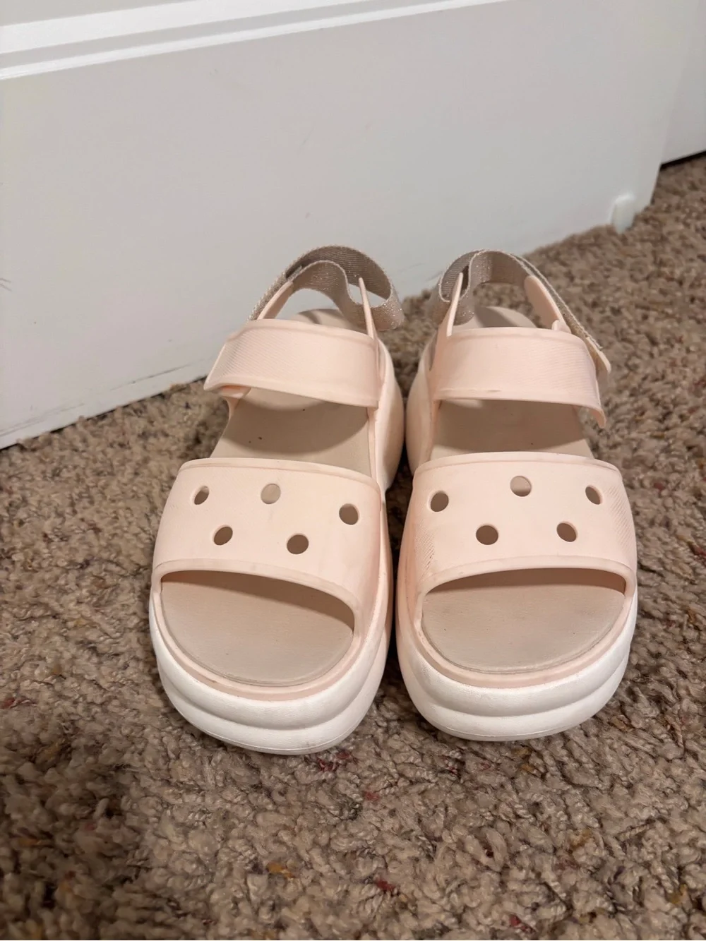CROCS Kids Blush Pink Platform Sandals